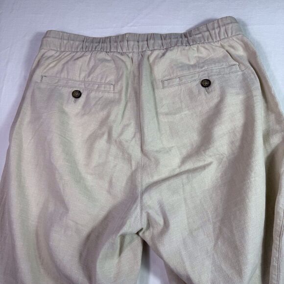 Old Navy Cream Linen Blend Pants Sz SP Pockets Boho Coastal Beach Indie comfy - Picture 2 of 8